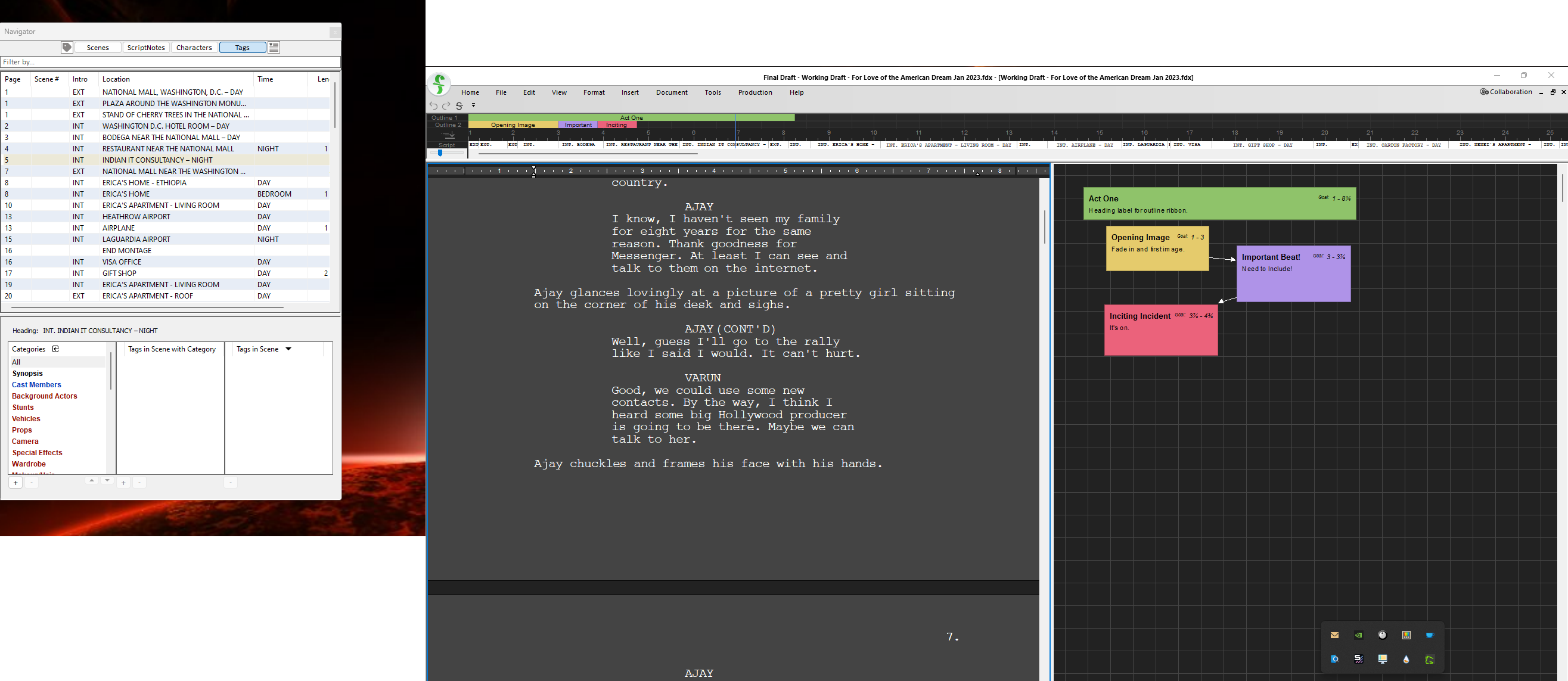 Screenplay writing